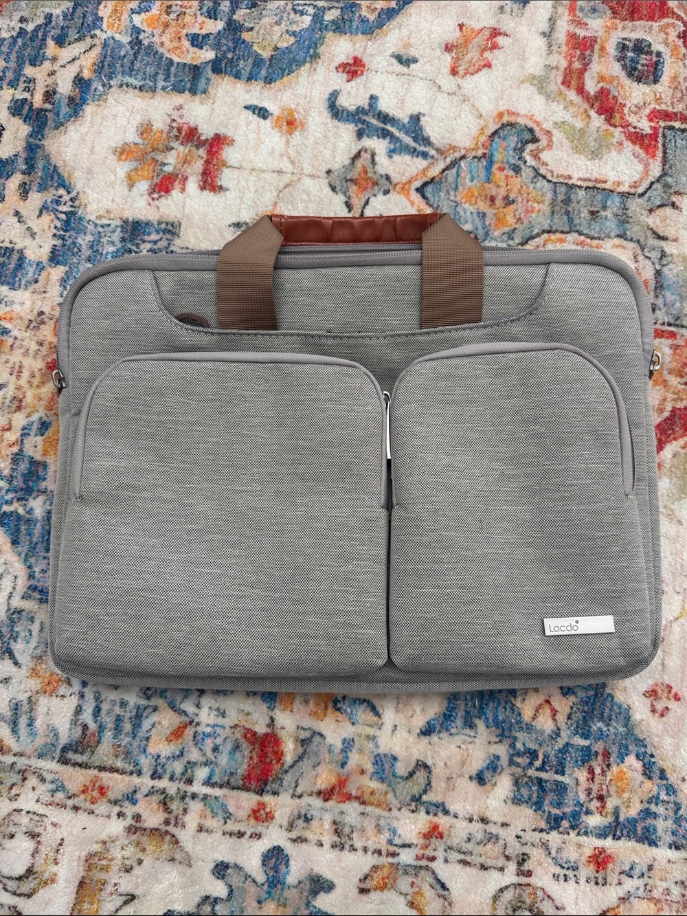 Lacdo Gray Padded Laptop Carrying Case Briefcase w/ Storage Pockets